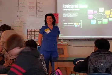 Registered nurse presenting at career day