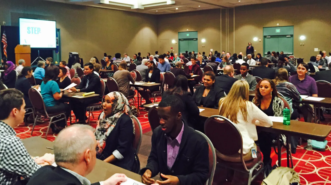 Photo of mock interviews at the Convention Center